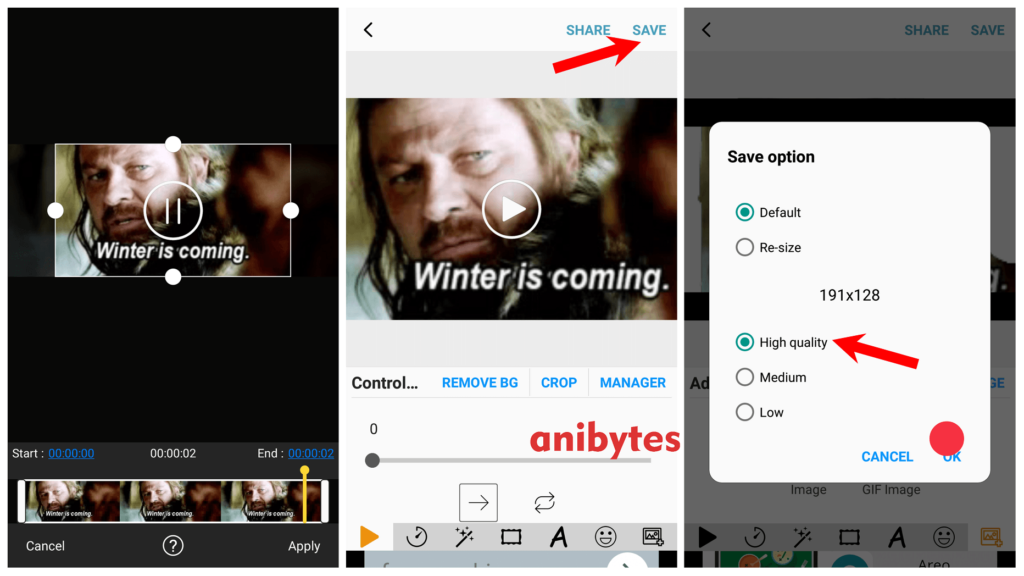 Convert Short Videos to gif file