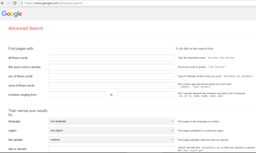Roll back to Google Advanced Search