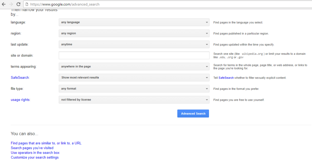 Roll back to Google Advanced Search